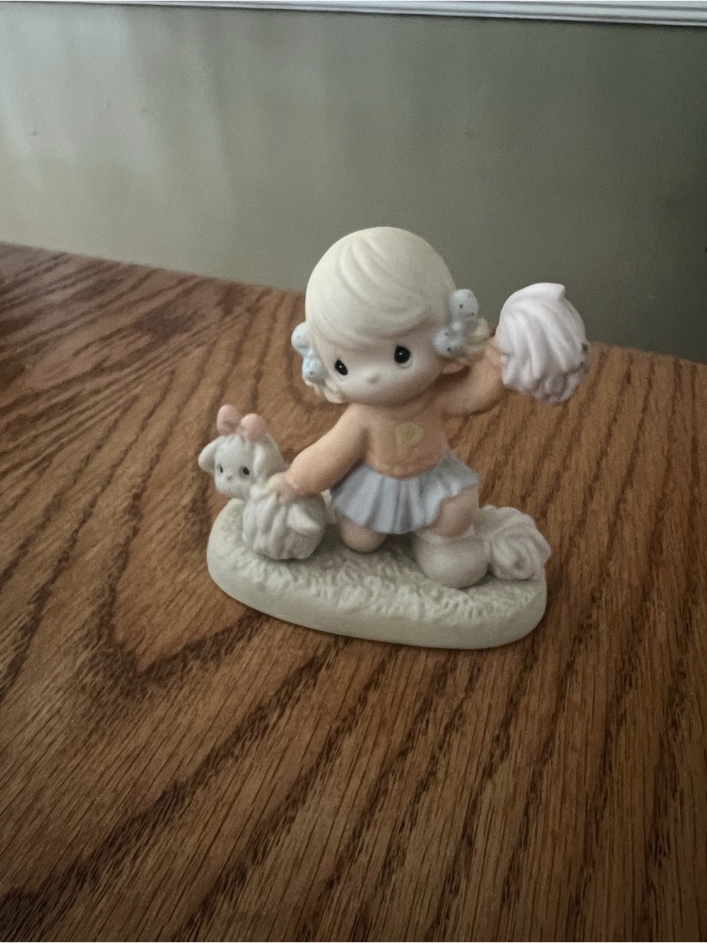 Precious Moments Cheerleader Figurine in Cream and Pale Pink
